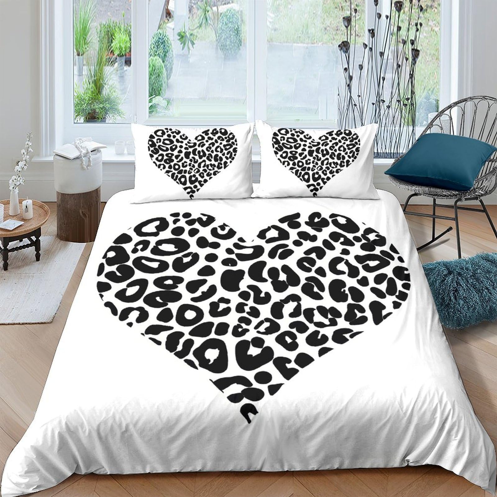 Ctjqhvkz Style-8 3D Printed Leopard Heart Fitted Sheet Microfiber Soft Breathable Animal Pattern Bed Cover For Bedroom Dorm Decor Single（135X200cm）