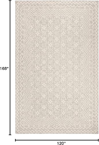 Miniatura 25 de SAFAVIEH Blossom Collection BLM114F - Alfombra de lana prémium hecha a mano de 8 x 10 pies, gris/marfil