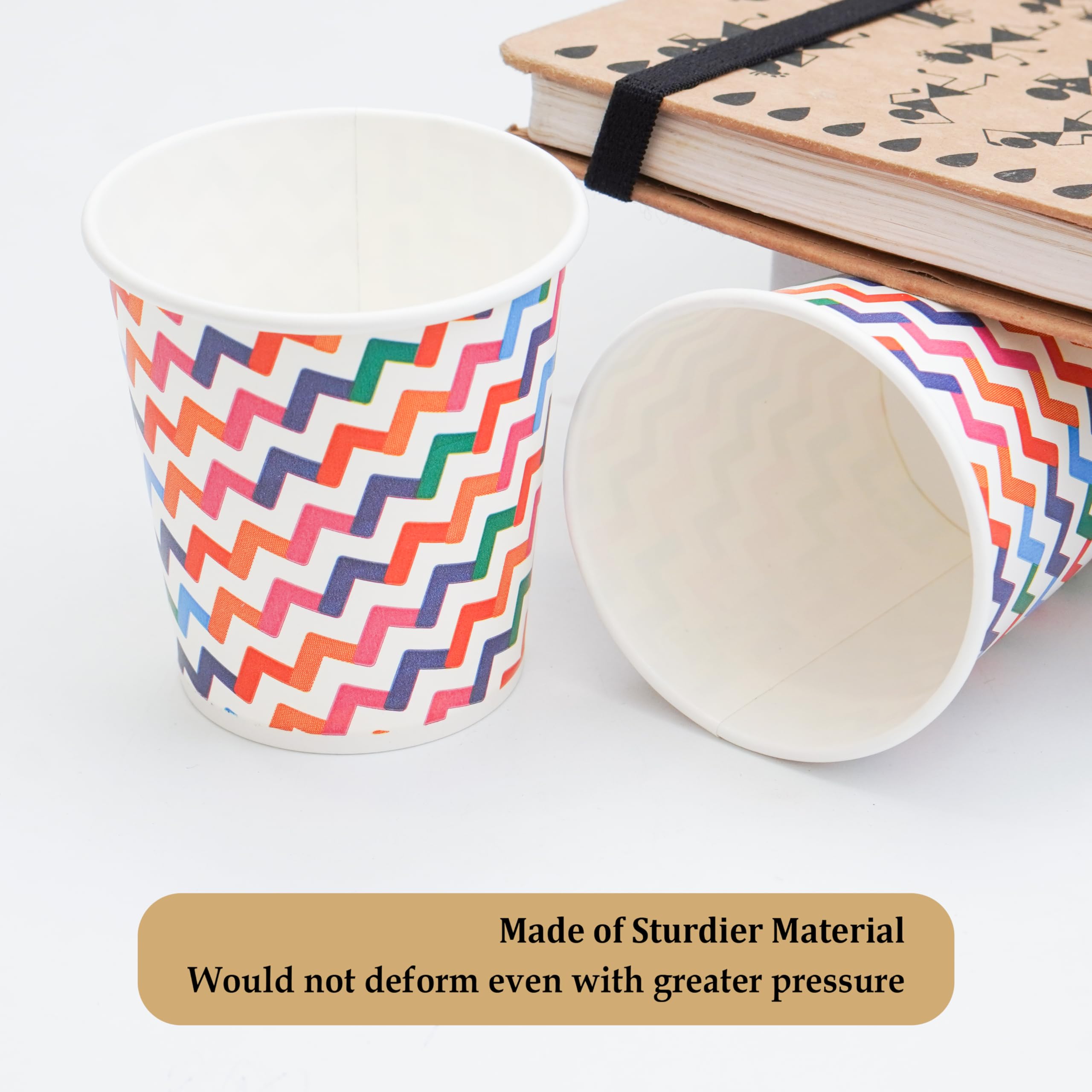 PARICOTT 200ml – 200 Cups | Zigzag Printed Paper Cups | Eco-Friendly Disposable Cups for Hot & Cold Beverages – Ideal for Tea, Coffee, Juice, Water, Cocktail, Party, Travel, Wedding, Events 3