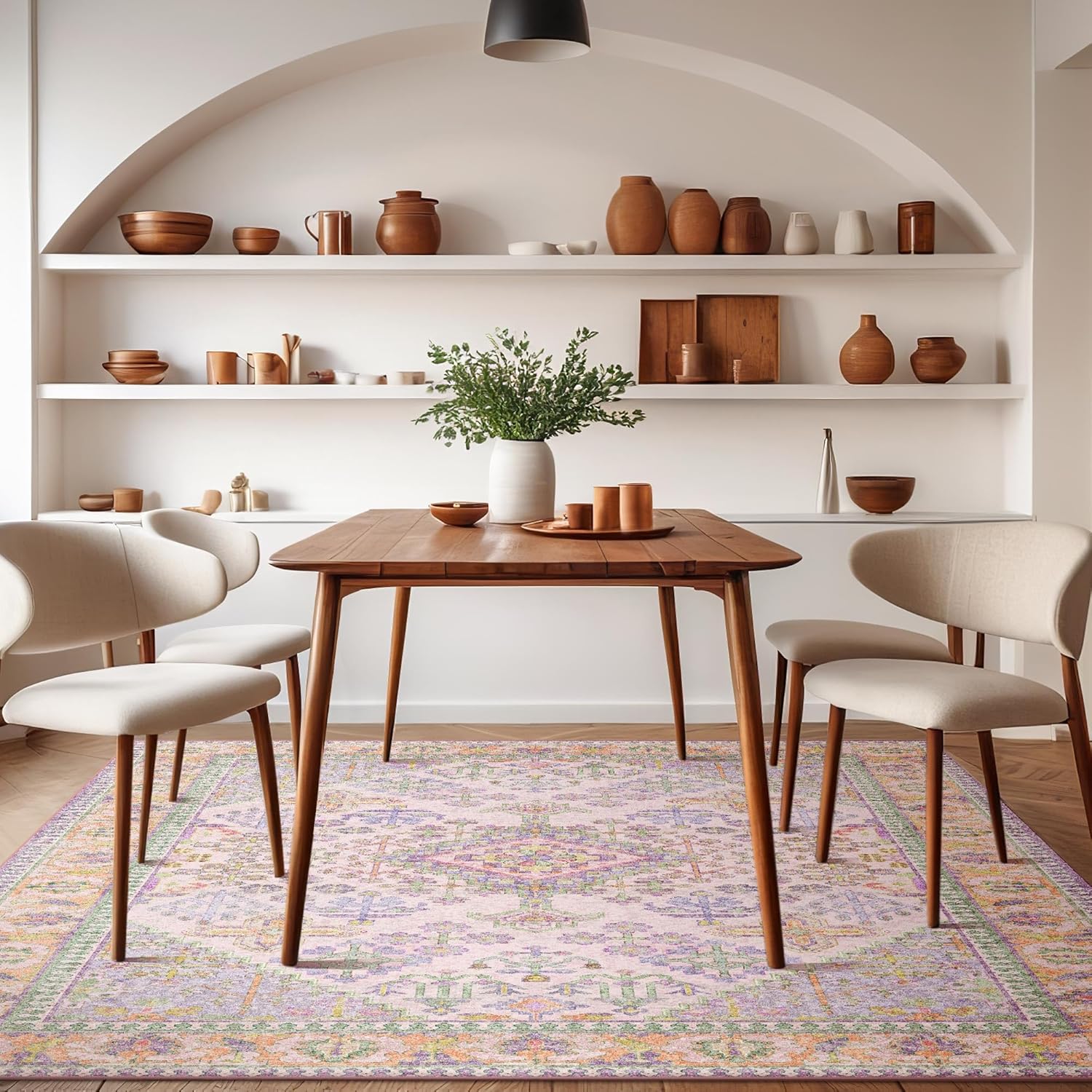 8x10 Area Rugs for Living Room, Machine Washable Low Pile Rug, Non Slip Backing Boho Rugs for Bedroom, Printed Soft Vintage Carpet Lilac Lavender Purple 8 x 10 - Image 9