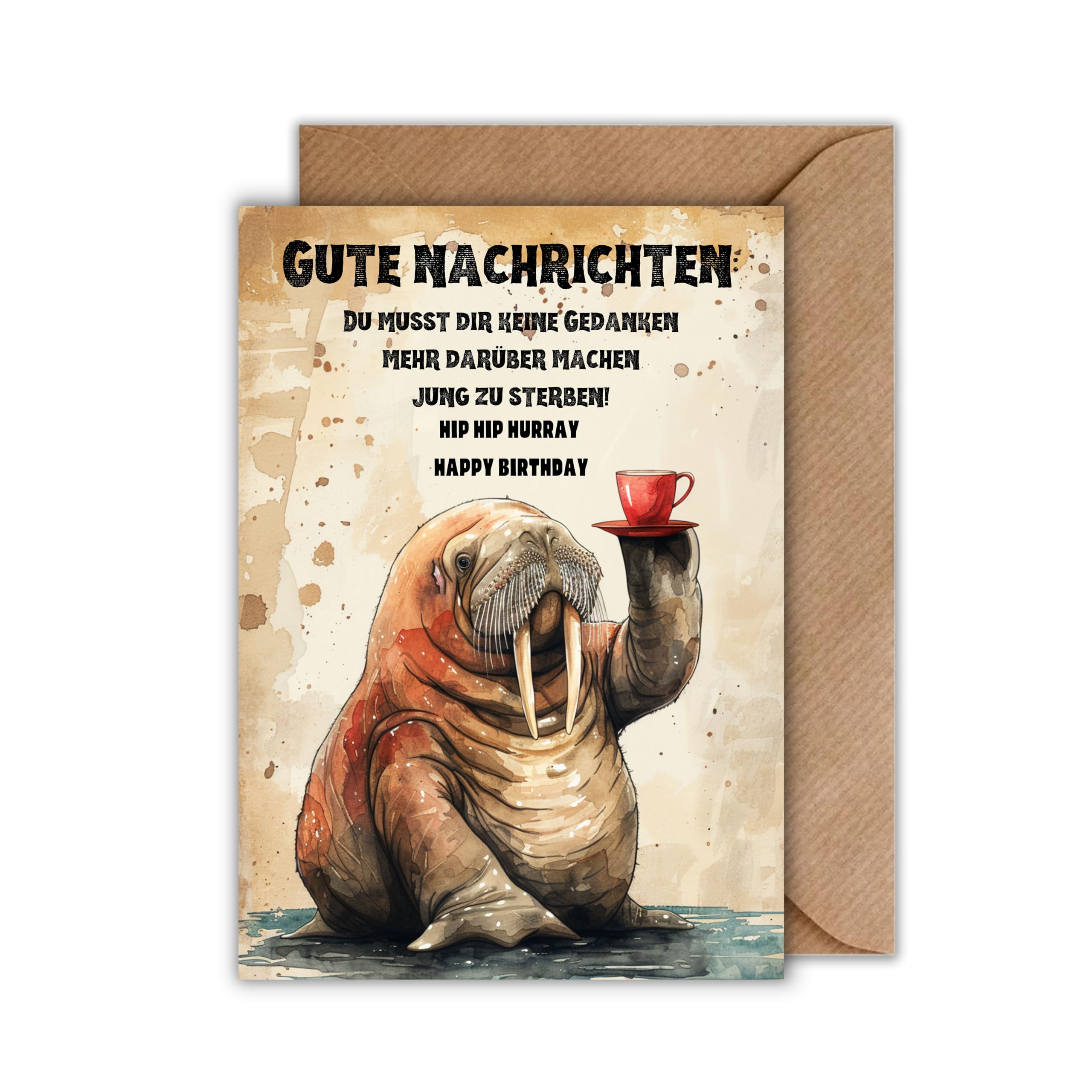 Walrus Geburtstagskarten - A5 (20,3 X 14 Cm), 2 Stück Für 5,50 €, Hochglanz & Mit Umschlag