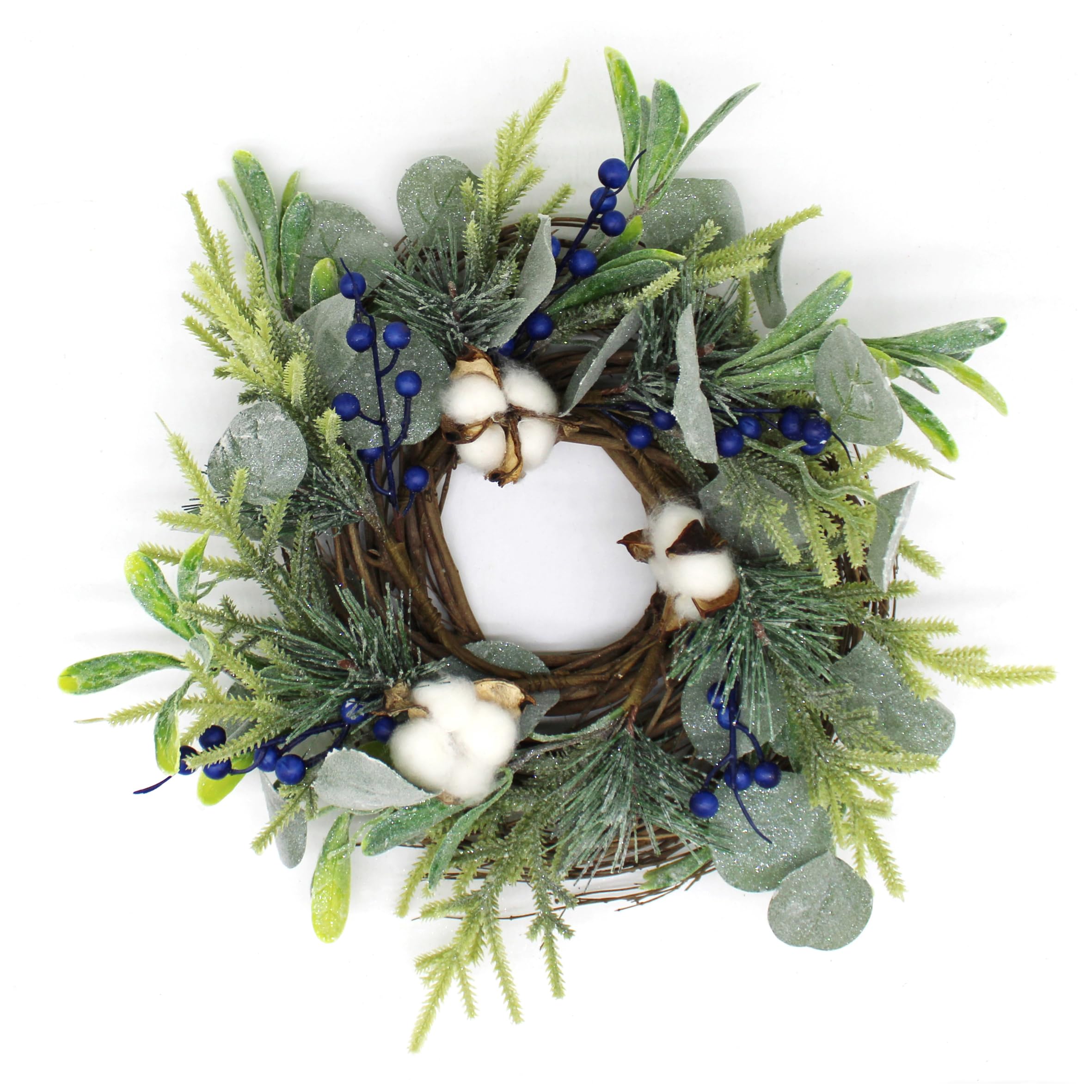 Couronne de Noël en coton et eucalyptus pour sublimer votre porte d'entrée