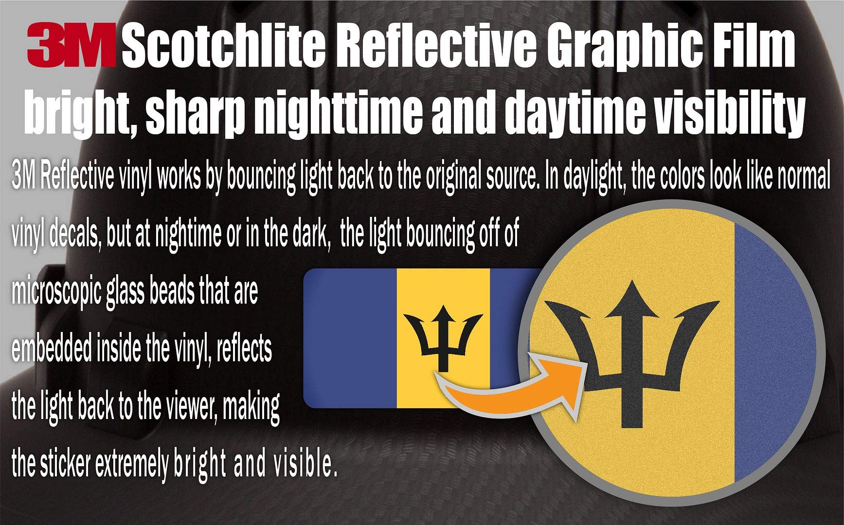 (x10) 3M Reflective Barbados and US Flag Stickers | Versatile Safety Decals | Hard hats, laptops, bikes, toolboxes