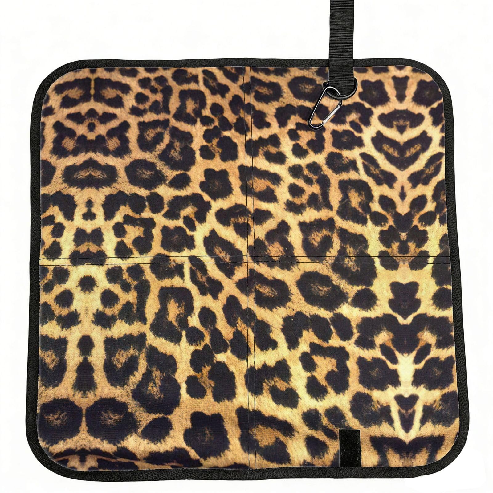 DEXNEL Leopard Print Print Foldable Seat Cushion Portable Stadium Pad Waterproof Outdoor Camping Mat 15.8 X 15.8 Inches