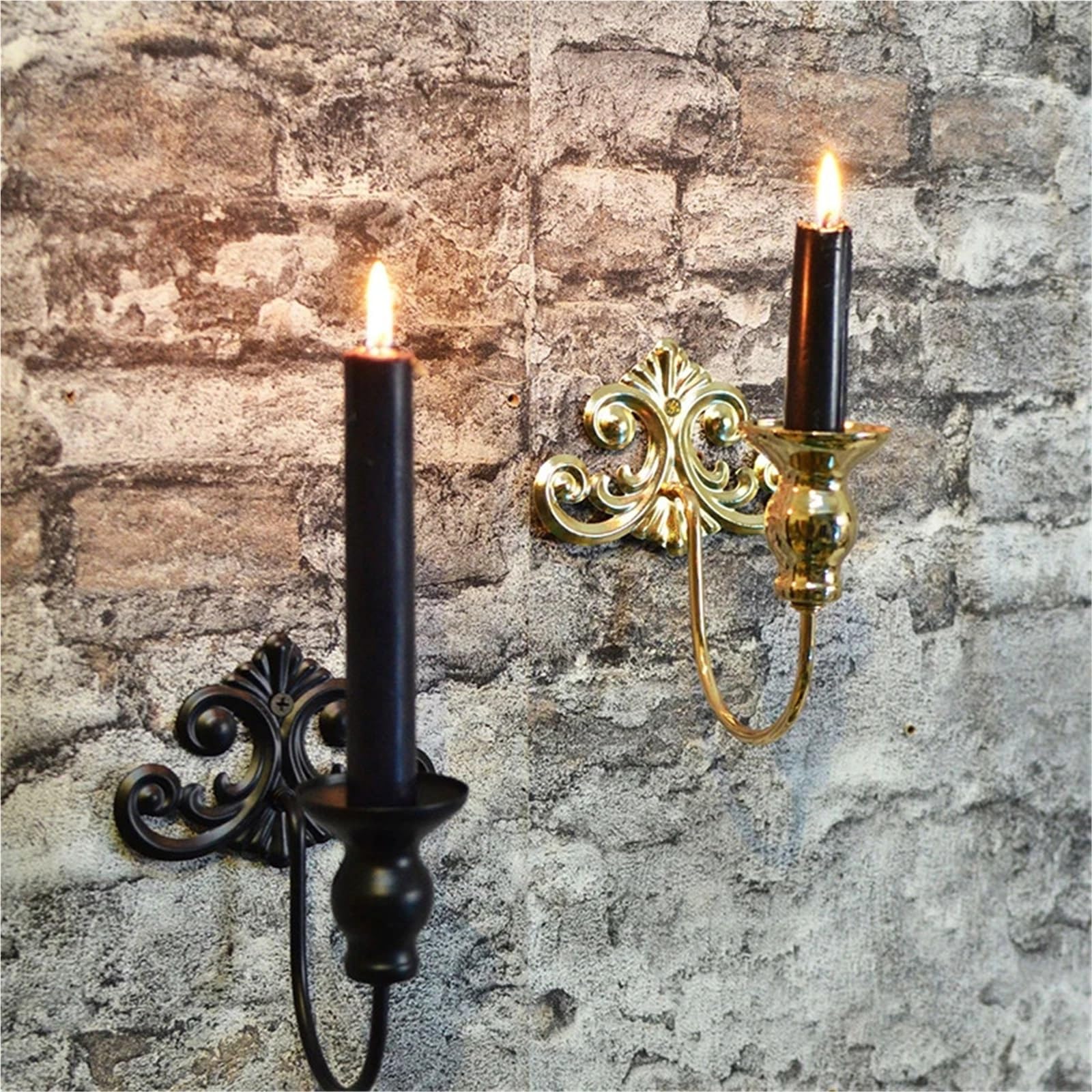 Wandkerzenständer 2 stücke Wand Hängen Kerzenhalter Wand Lampe Duft Kerze Dekoration Kerzenhalter Home Bar Outdoor Kerze Laterne Für Badezimmer(Black)