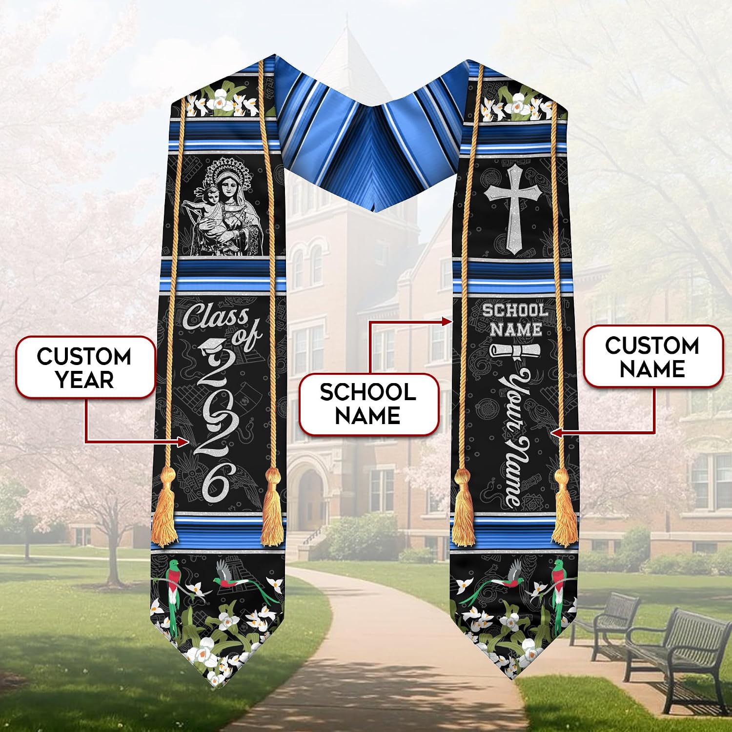 Custom Guatemala Stole 2026, Guatemalan American Graduation Sash, Class of 2026, Guatemalan Graduation Stole