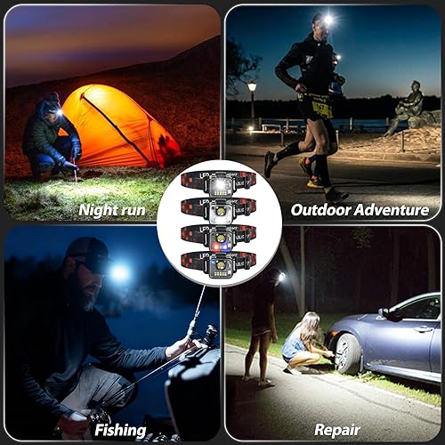 Miniatura 6 de Linterna frontal recargable, paquete de 4 unidades, 3000 lúmenes, linterna frontal brillante ultraligera, con clip, desmontable, portátil, con