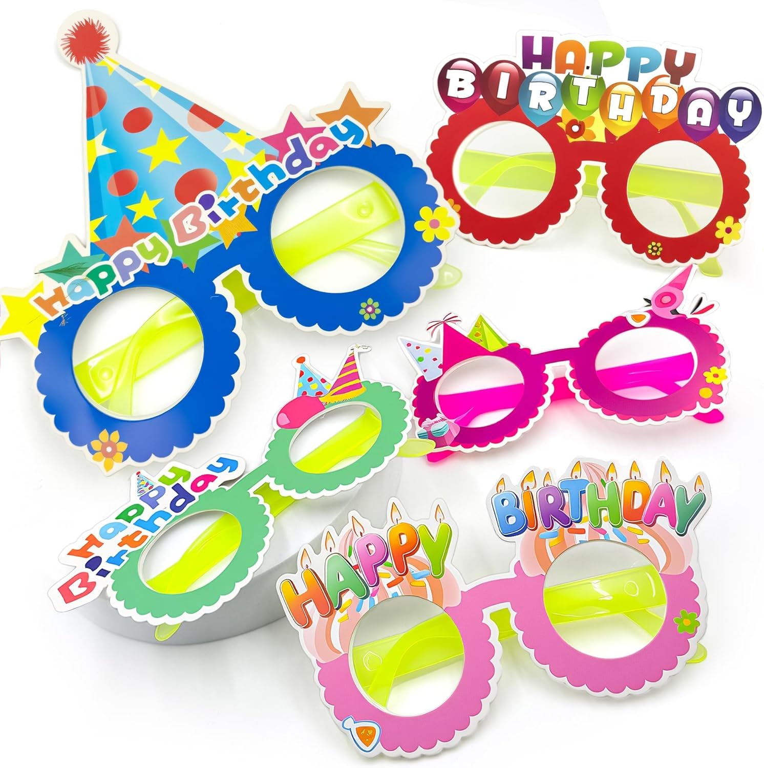PROLOSO Birthday Party Glasses Photo Booth Props Plastic Costume Glasses Eyeglass Frames Party Supplies 12 Pack - Image 2