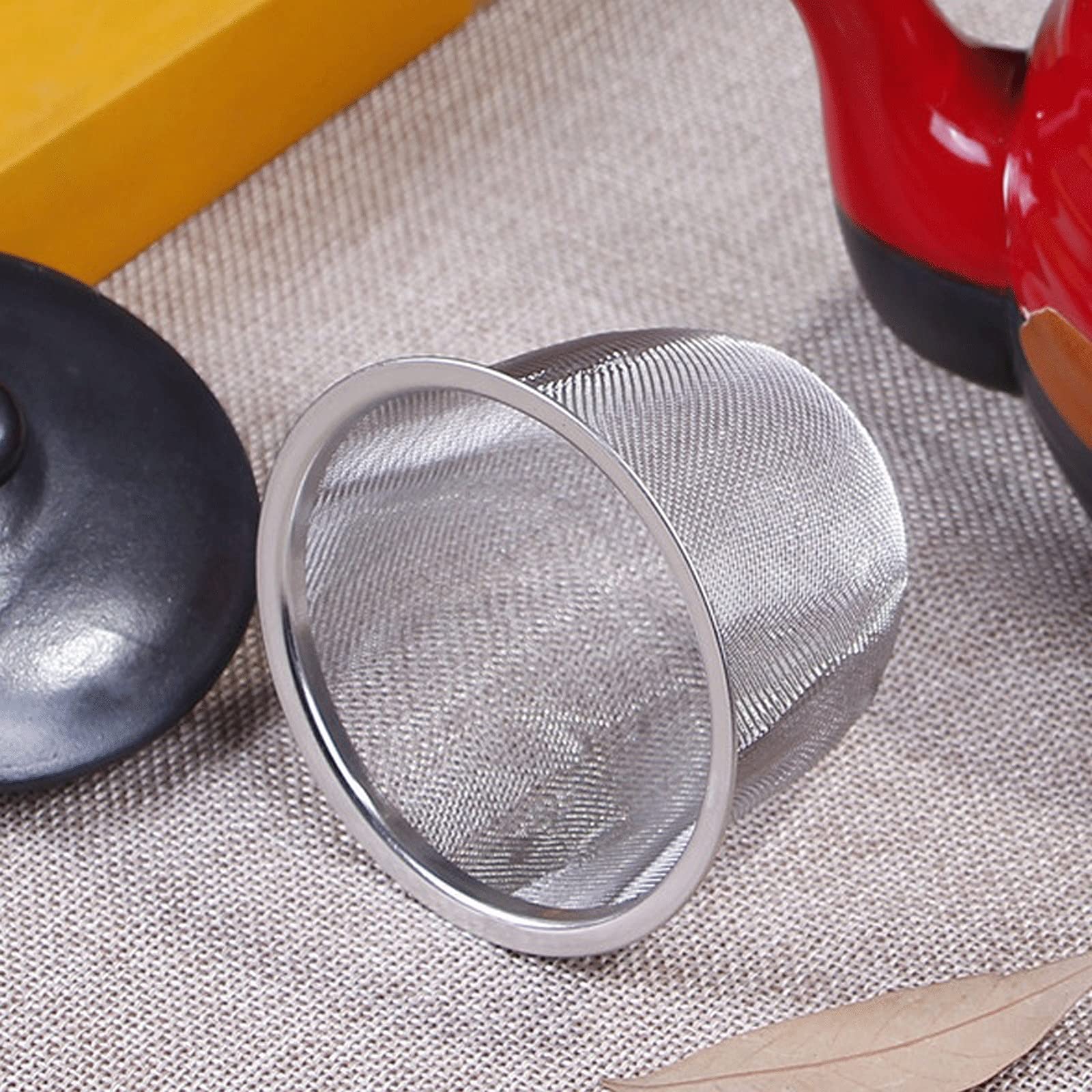 Colador de té de 5,1 a 9 cm de diámetro, reutilizable, de malla de acero inoxidable, infusor de té, tetera, filtro de especias, accesorios de cocina (9 cm)