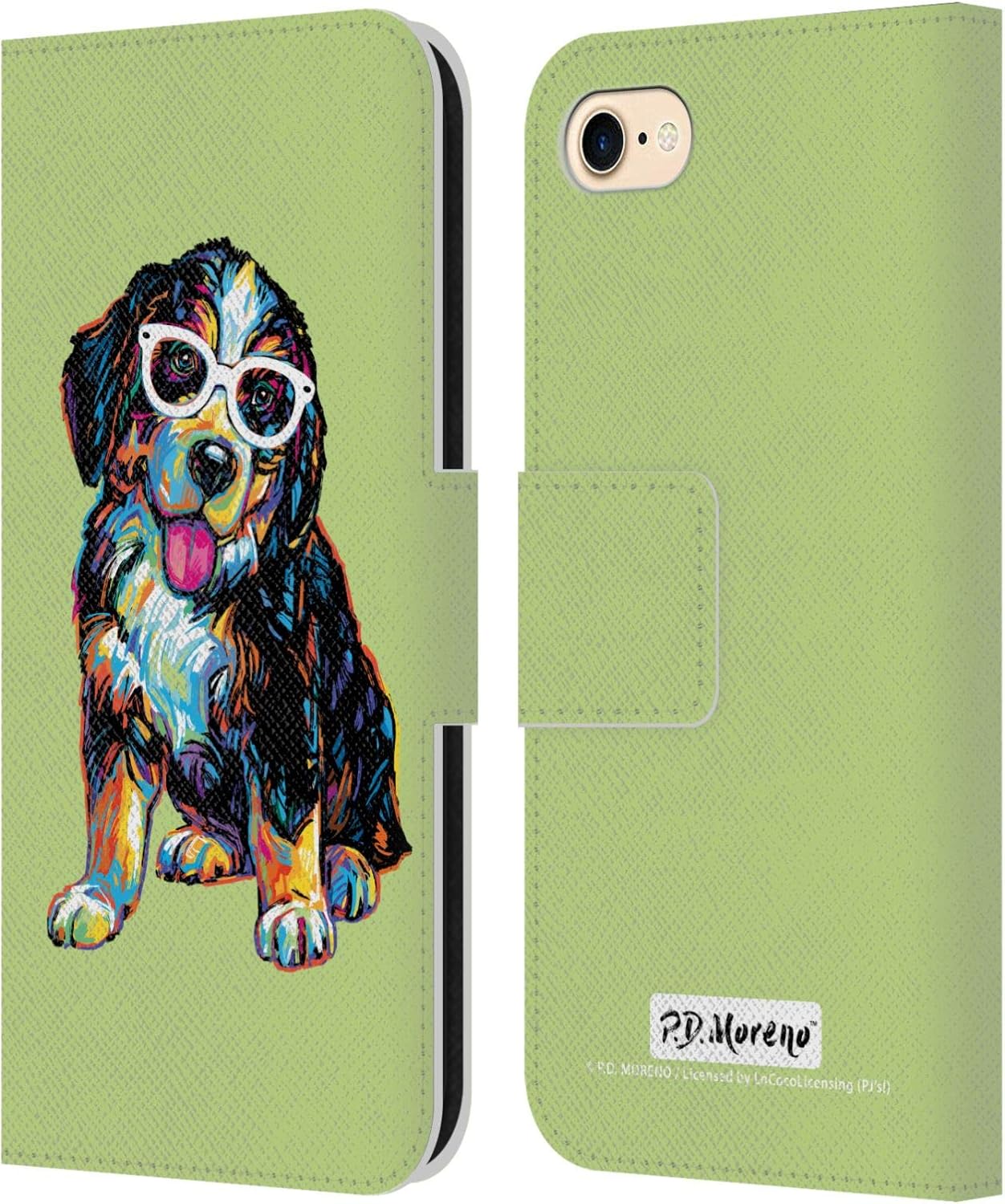 Head Case Designs Officially Licensed P.D. Moreno Bernese Dogs Leather Wallet Case Compatible with Apple iPhone 7/8 / SE 2020 & 2022