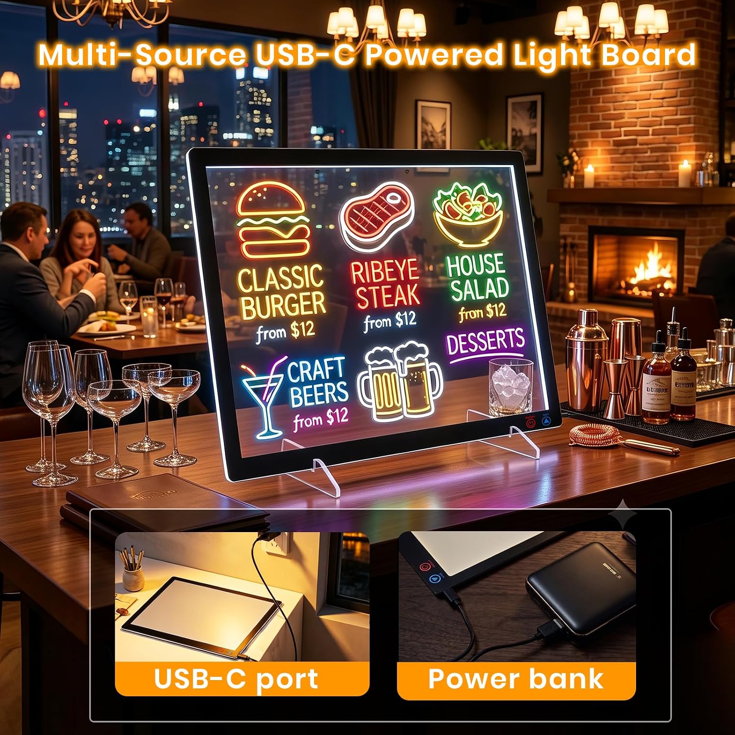 MIMARMZ LED Drawing Board,12 Colors & 4 Light Modes, 14"x11" image 4