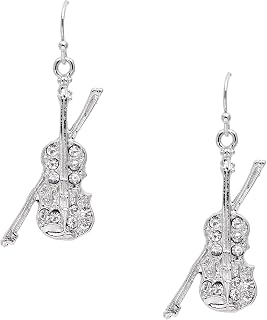 Memorable Dangling Violin and Bow Earrings
