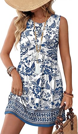 53% off: WIHOLL Dresses for Women 2026 Summer Casual Babydoll Crewneck Short Dress Spring Sleeveless Sundress with …