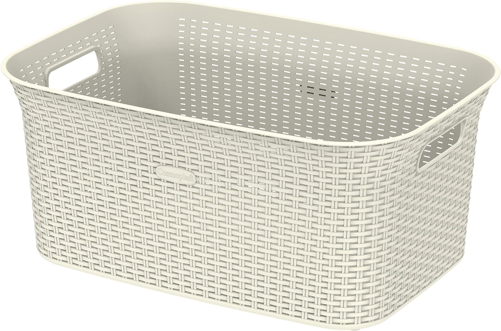 Cosmoplast 50L Cedarattan Laundry Basket, Off White