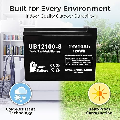 Miniatura 3 de Paquete de 2 baterías UpStart de repuesto para podadoras Neuton CE5  UB12100-S batería de plomo ácido sellada universal (12 V, 10 Ah, 1000 mAh,