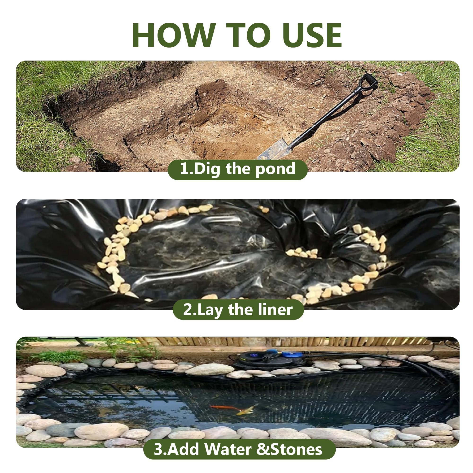200 x 1250 cm Teichfolie Reißfeste schwarze Folie zum einfachen Schneiden ideal für Gartenbrunnen & künstliche Seen wasserfest & vielseitig einsetzbar
