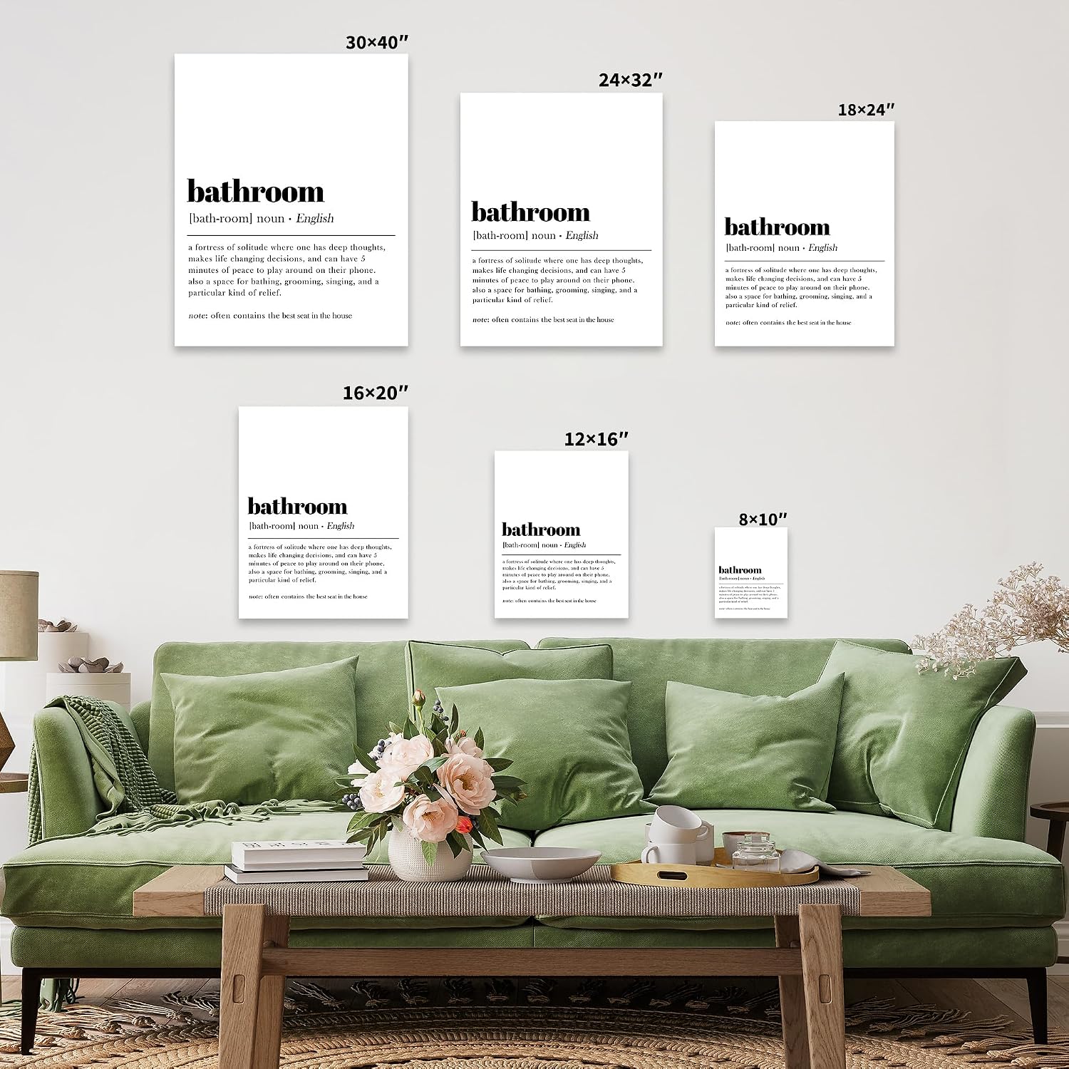 Poster Master Dictionary Art Canvas - Bathroom Definition, Best Seat In The House, Joke, Humor, Minimalist - Gift for Family, Friend - Funny Print - Wall Decor for Restroom - 8x10 STRETCHED Canvas