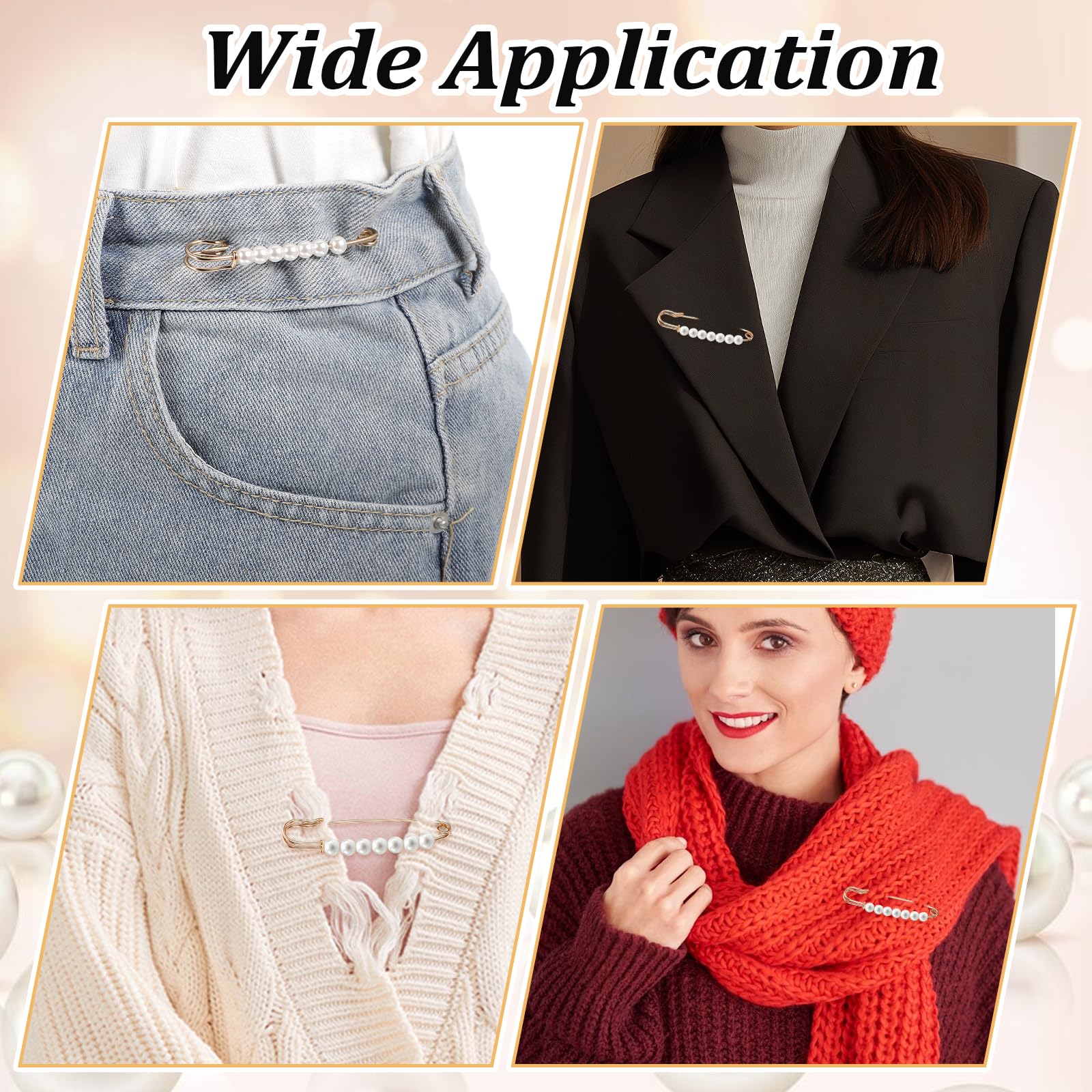 Ymapinc Pearl Brooch Pins for Women - Decorative Small Safety Pins for Clothes Hijab Pin Fashion Sweater Shirt Skirts Dresses Pants Sleeves Hats Collars Scarves Bags Meeting Wedding