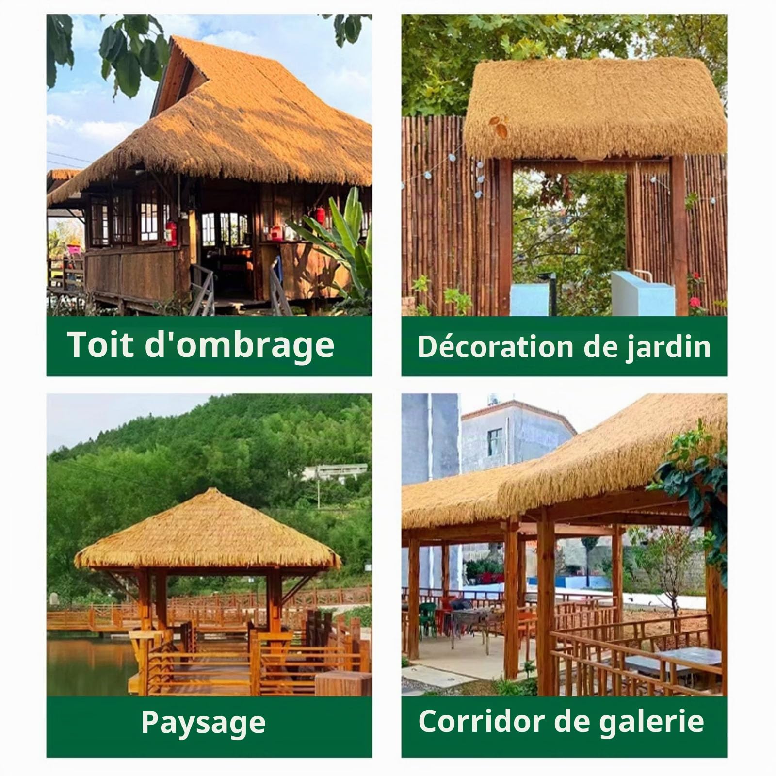 HAZEK Rouleau De Chaume Artificiel, Toit De Chaume Synthétique, Chaume De Toit De Bar Tiki, Plage Hawaïenne, Décoration De Fête Et De Bar(Size:1.6x16.4ft(0.5x5m))