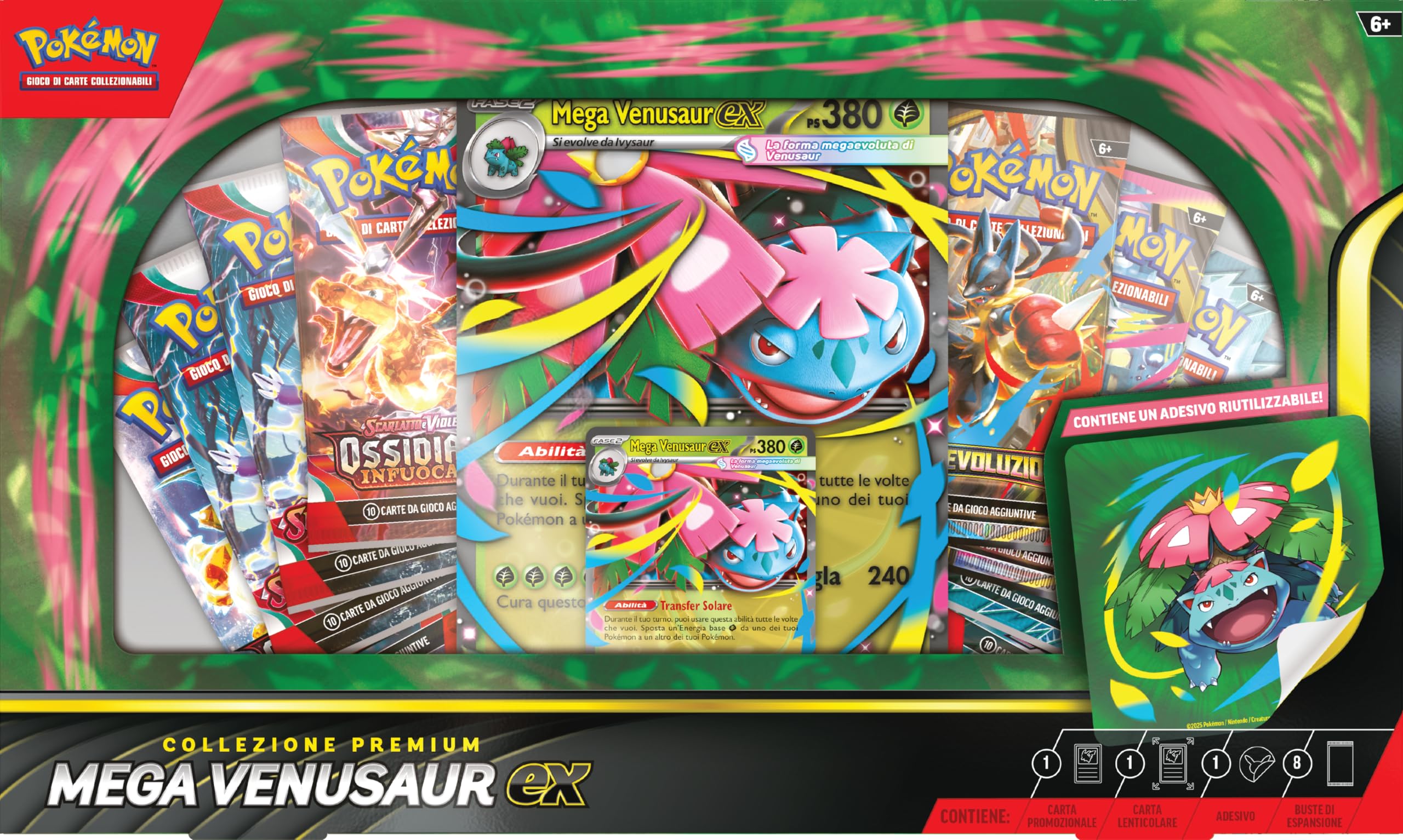 Pokémon: collezione premium Mega Venusaur-ex del GCC Pokémon (una carta promozionale olografica, una carta promozionale lenticolare gigante e otto buste di espansione)