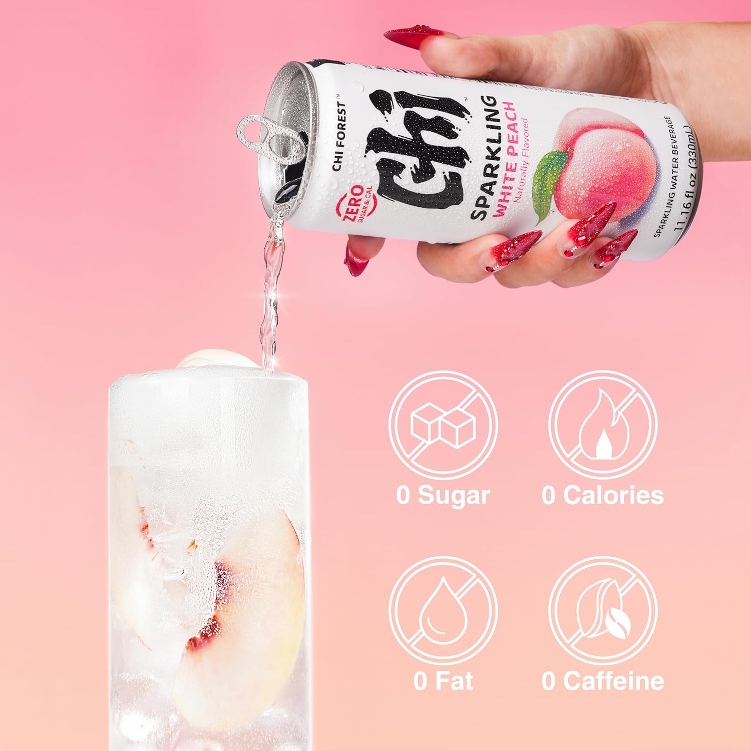 CHI FOREST White Peach Sparkling Water (11.16 oz* 24) - Image 3
