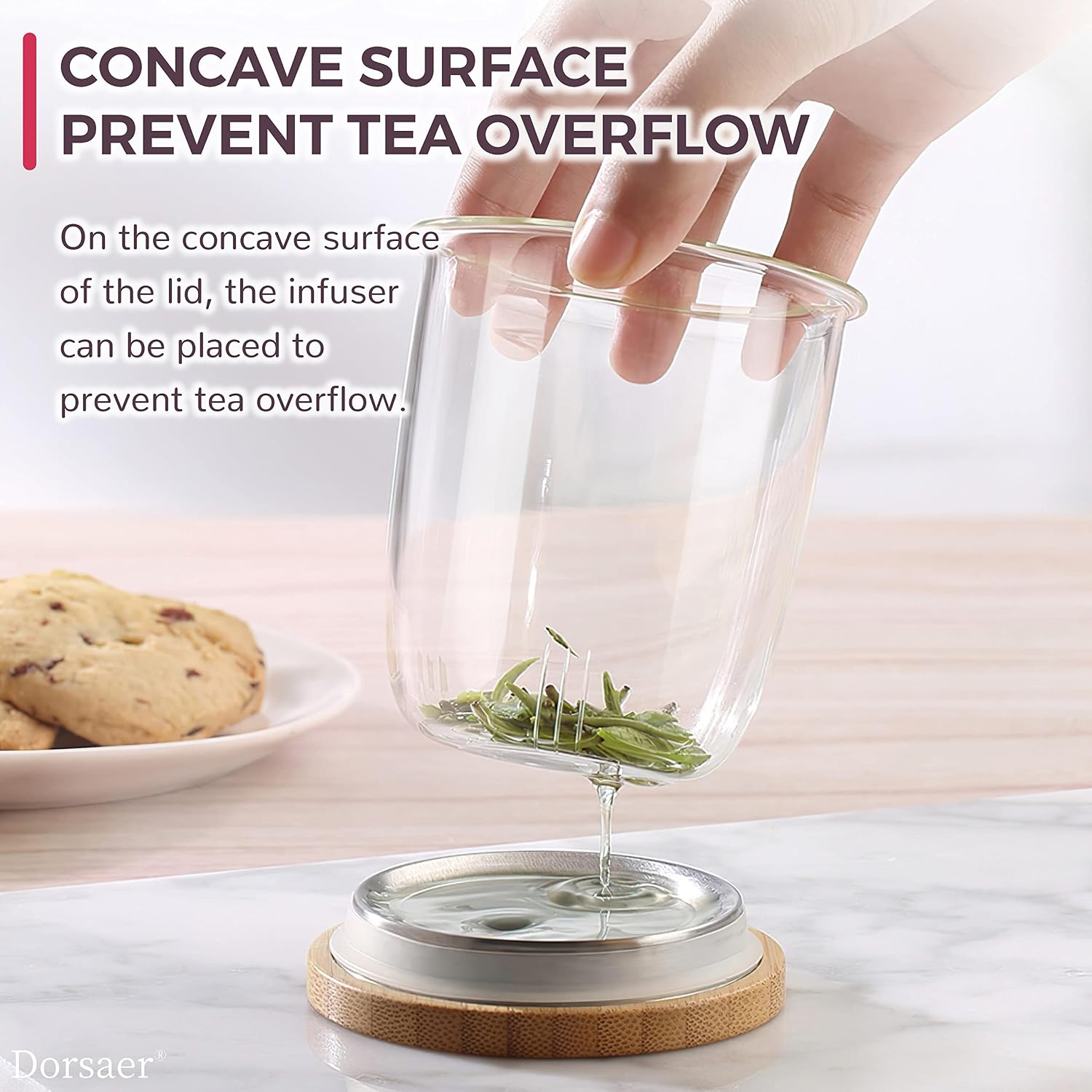 Glass Tea Mugs - 16.9oz Clear Glass Tea Cup with Infuser and Lid for Steeping at Home and Office