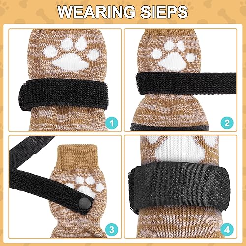 Miniatura 4 de KOOLTAIL Calcetines antideslizantes para perros calientes y húmedos para evitar lamer las patas, botines para perros para suelos de madera dura,