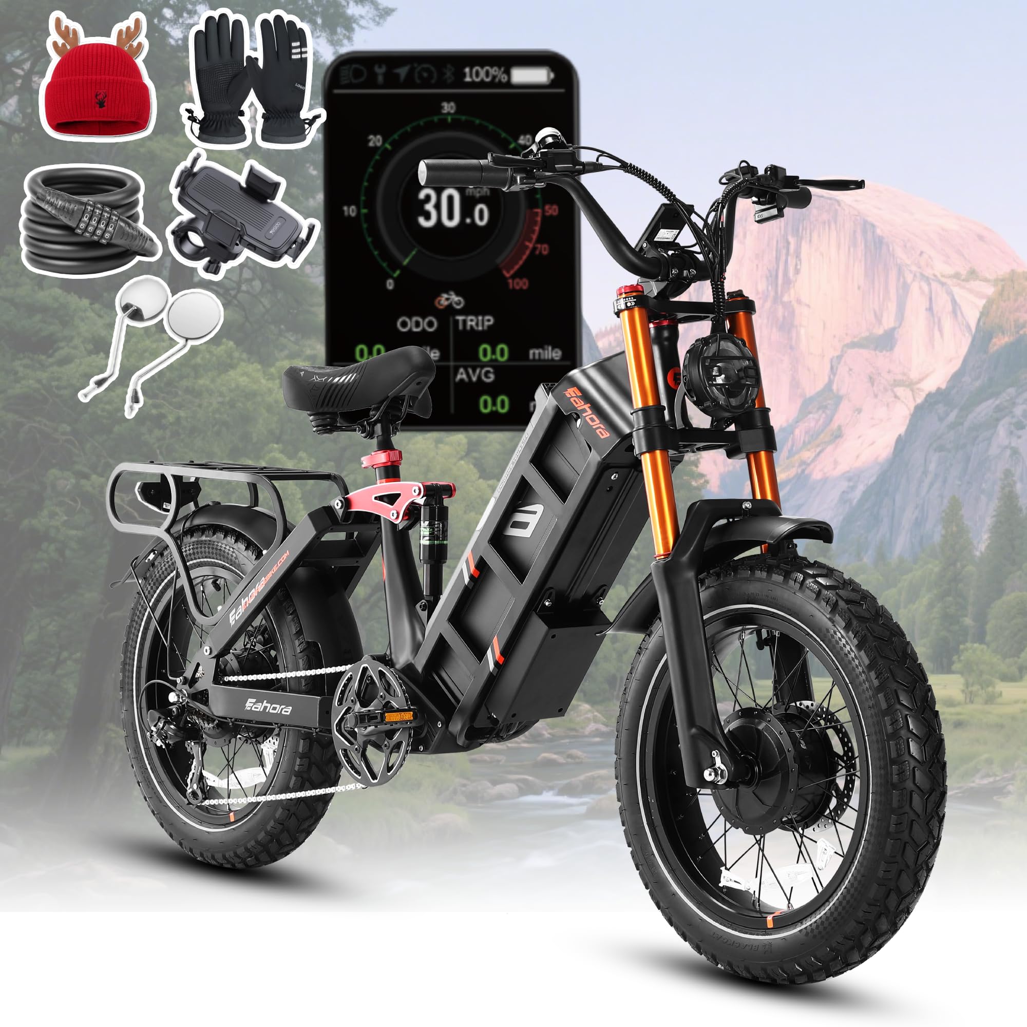 [2026] eAhora Juliet Pro 2 Electric Bike for Adult, 5400W/1200W | Dual Motor | 43Mph/31 Mph | 70Ah/60Ah 200+Miles Long Range | 20 Inch Fat Tire | for