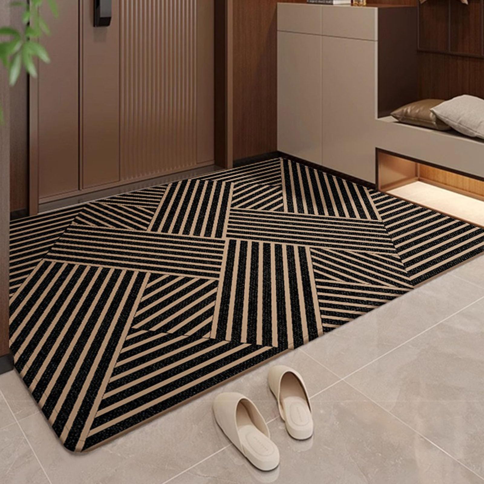 Tapis d'entrée anti-poussière doux résistant pour sol glissant