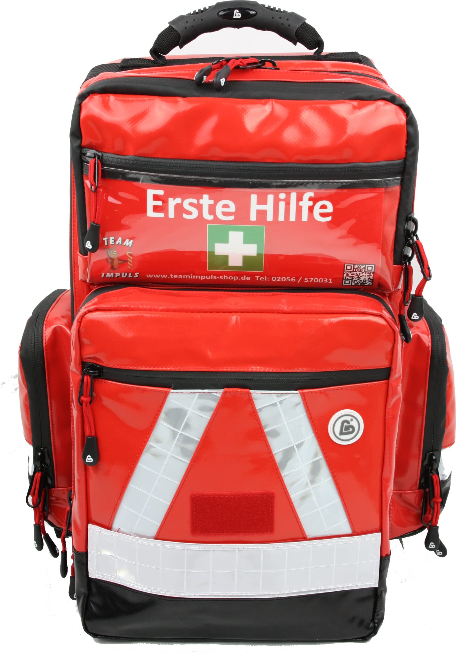 Bexamed Notfallrucksack Medicus ca. 23 LITER Volumen - LEER - rot aus Plane - mit Waterstop Reißverschlüssen N180005