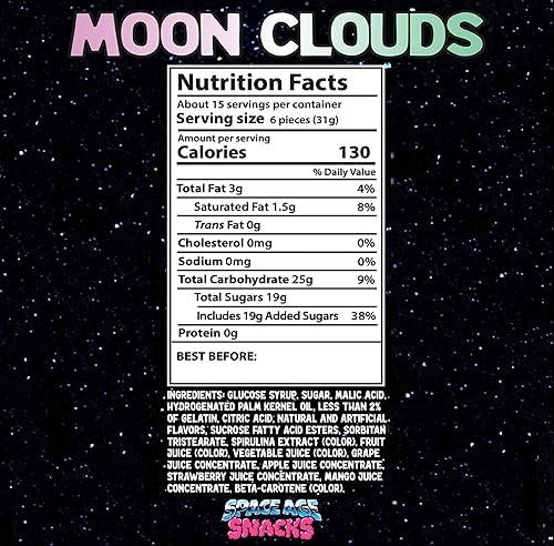 Vista 9 de Caramelos masticables liofilizados de alta calidad, Moon Clouds liofilizados, enviados en caja para mayor protección, caramelos Freetles de Space