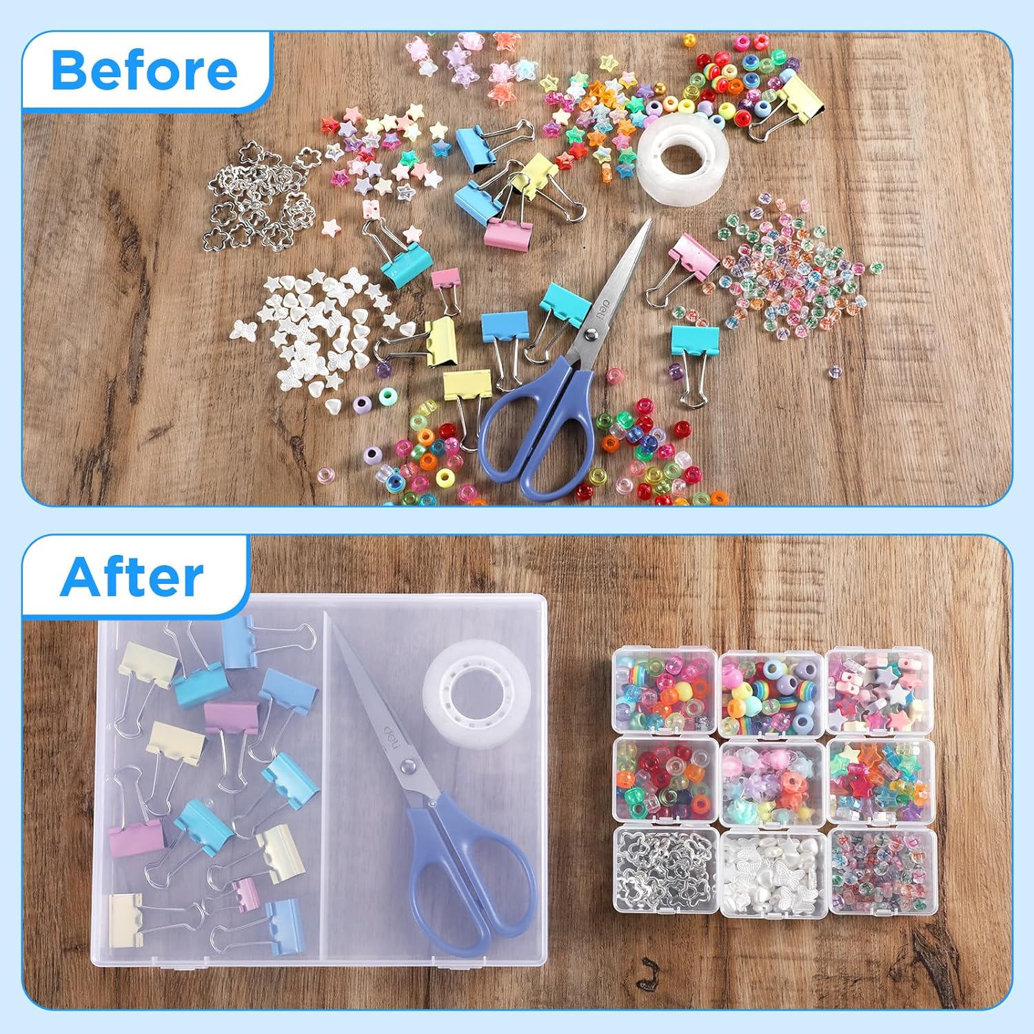 5 Pack Bead Storage Containers - Clear Plastic Bead Organizer Box with 80 Compartments, Hinged Lid Craft Storage for Drills, Jewelry, Seed Beads, Buttons, Pins, Small Parts (8.3" x 6.9" x 1.1")
