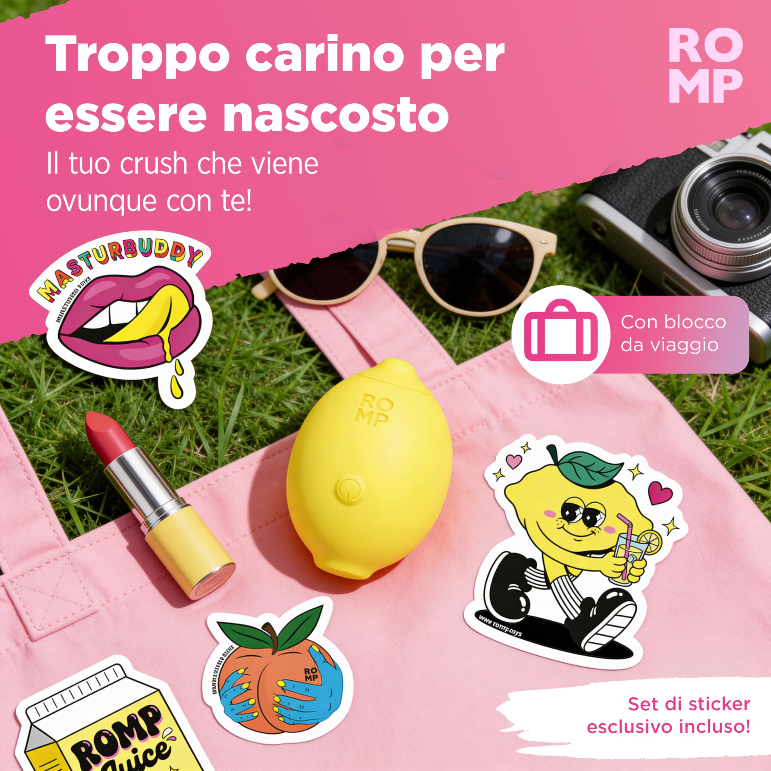 ROMP Lemon Succhia clitoride per donna | Stimolatore clitoride femminile 10 livelli | Ricaricabile | Design Limone| Vibratore clitoride Impermeabile | Sextoys Vibratoreper donna coppie