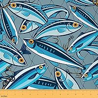 Vista 30 de The Yard - Tela de pájaros coloridos por yarda, diseño de hojas de palma en acuarela tropical, para proyectos de bricolaje en el hogar, tela rústica