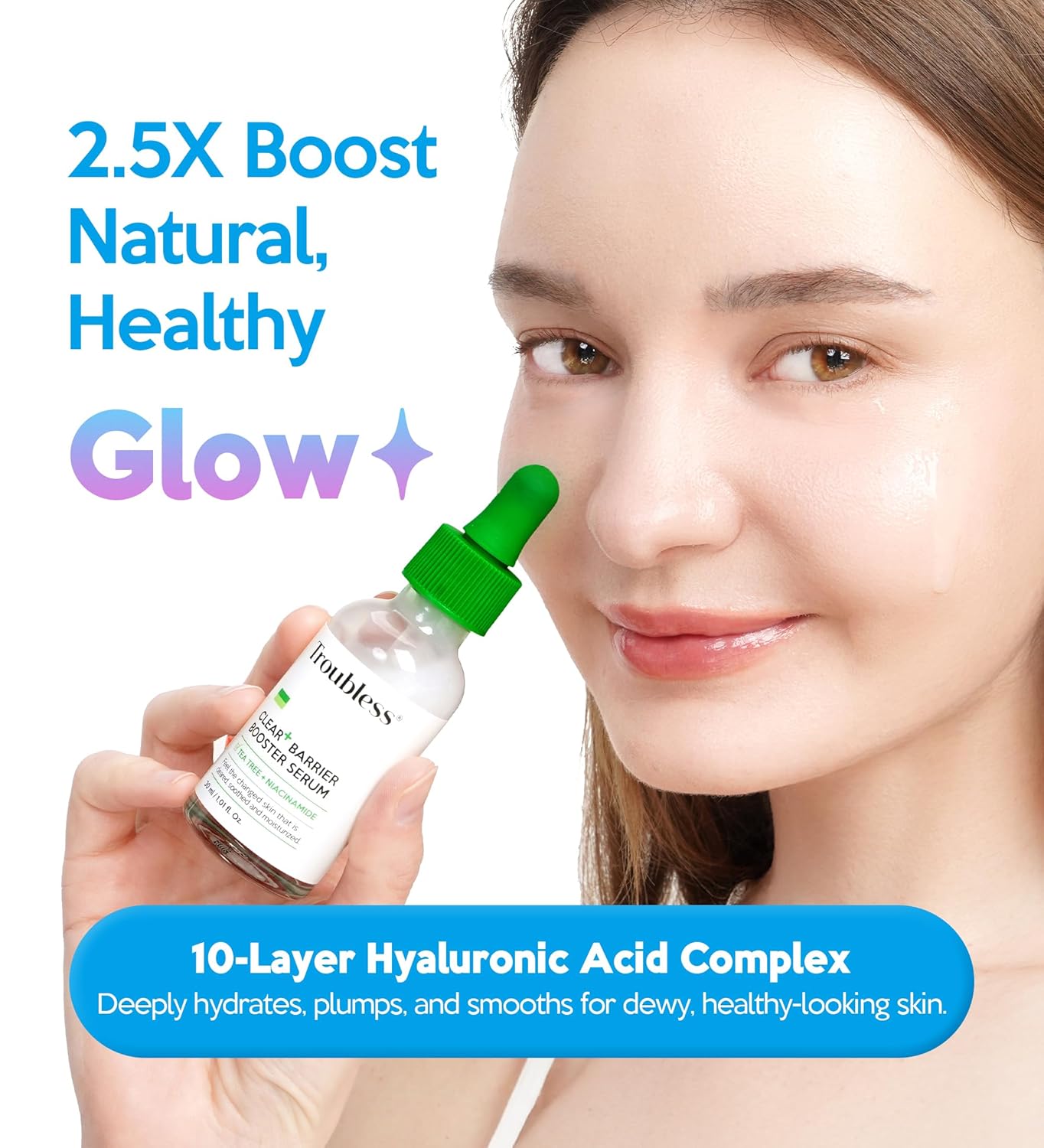Troubless Clear Barrier Plus Booster Serum - Soothing & Hydrating Serum for Face w/Niacinamide & Tea Tree - Fast-Absorbing, Non-Greasy & Moisturizing (1.01 fl oz)