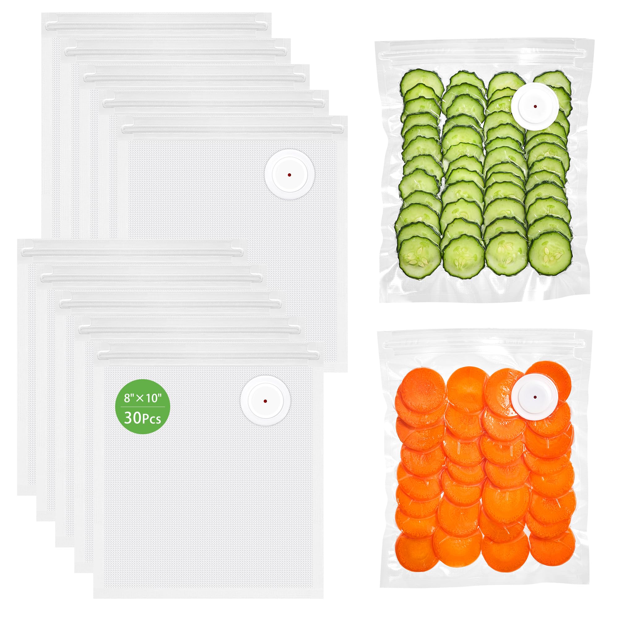 Syntus 30 Pcs Reusable Vacuum Sealer Bags for Food, 8"x10" Small Size