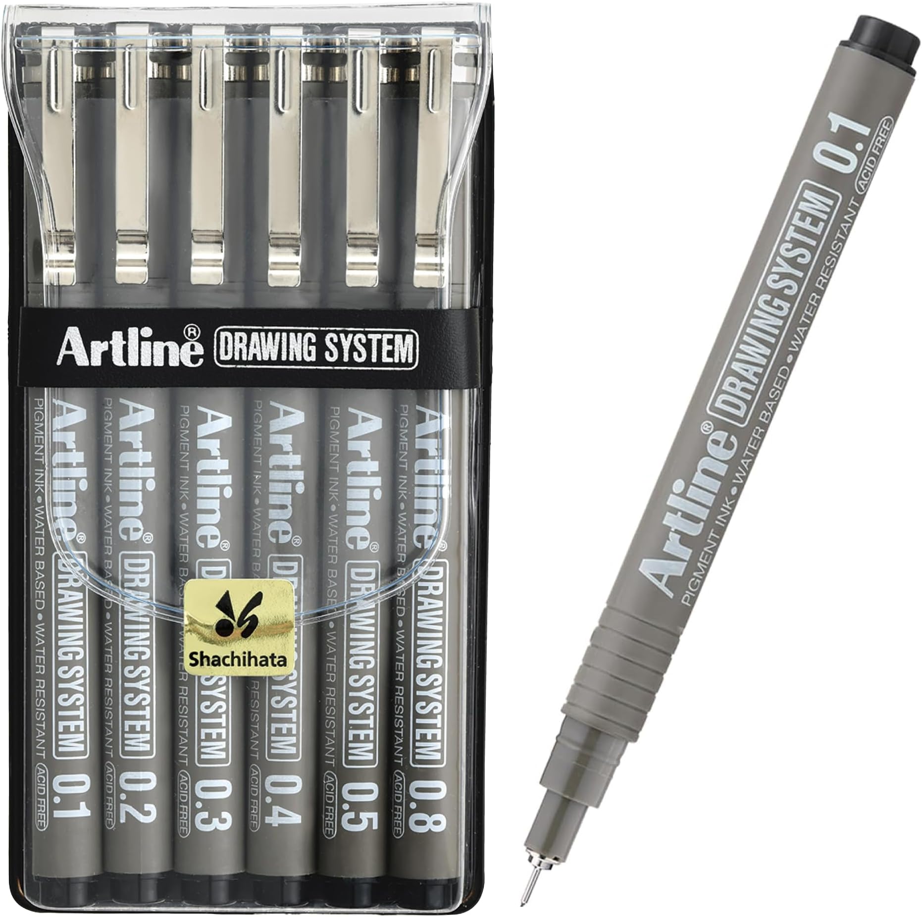 Drawing System 230 Technical Pens, Assorted Fine Tips, 6 Pack | Fineliner pen set for technical drawing, drafting, illustration, sketching, manga, journaling and detailed linework