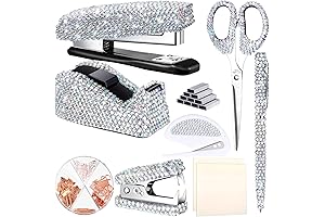 9 Pcs Bling Stapler Office Stationery Kit for Glamorous Desks