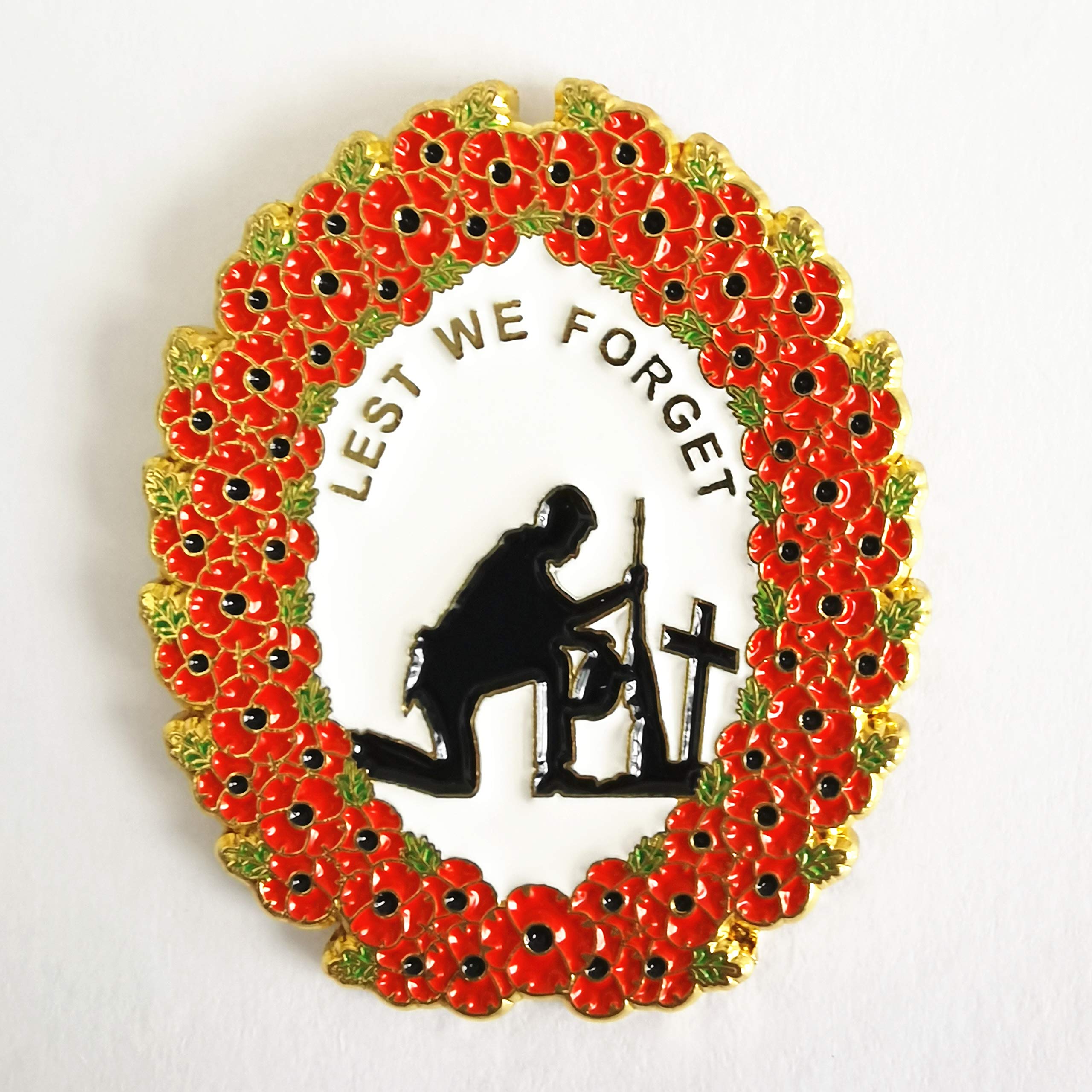 2024 White Peace Poppies Pin Badge Remembrance Memorial Lest We - Foto 8