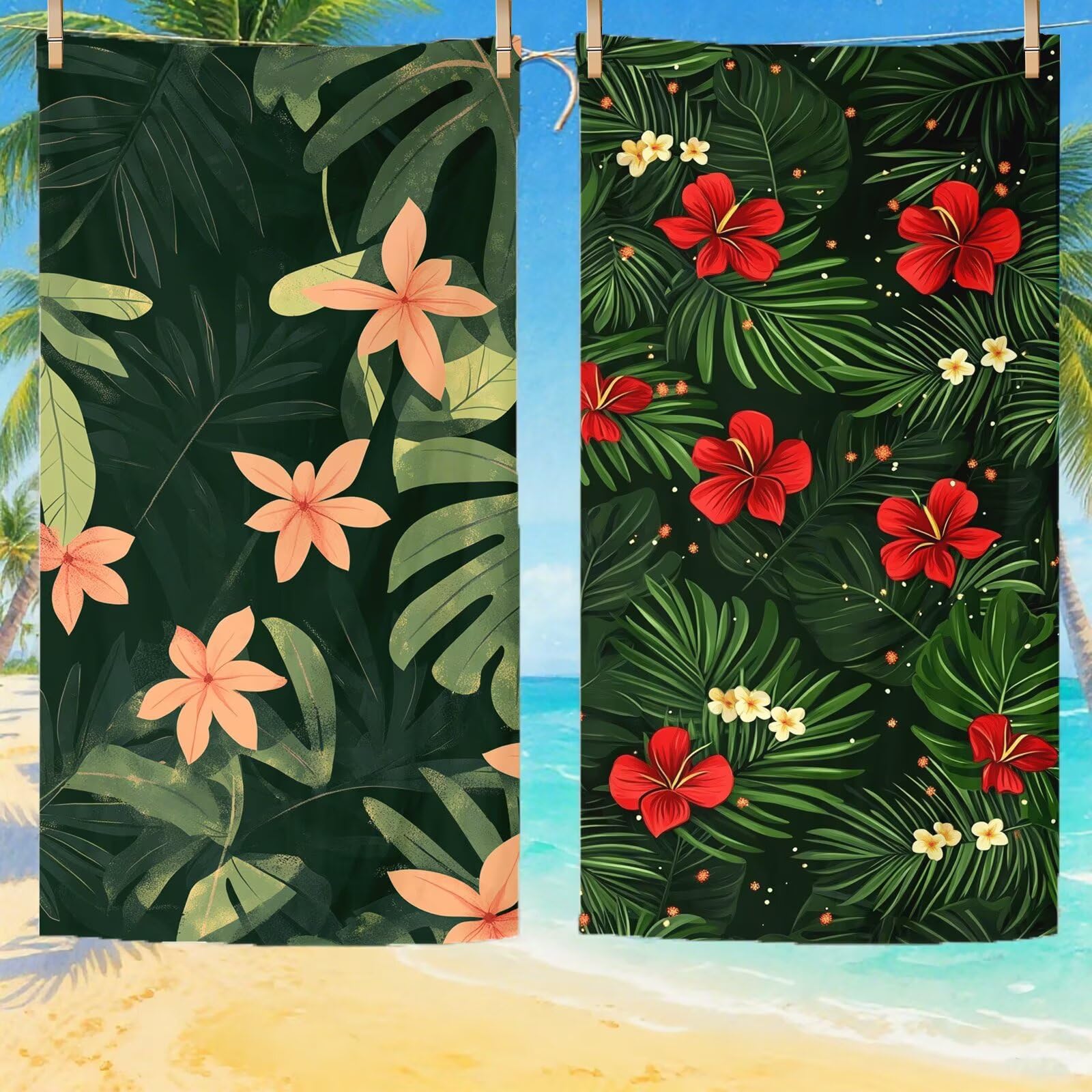 Toallas de Playa Microfibra Flor Toalla Playa Grande 100x180 cm Mujer Hombre Secado Rápido Absorbente Toallas Gimnasio Suave Sin Arena Ligera Toalla Microfibra para Playas Piscina Viajes Camping Q-747