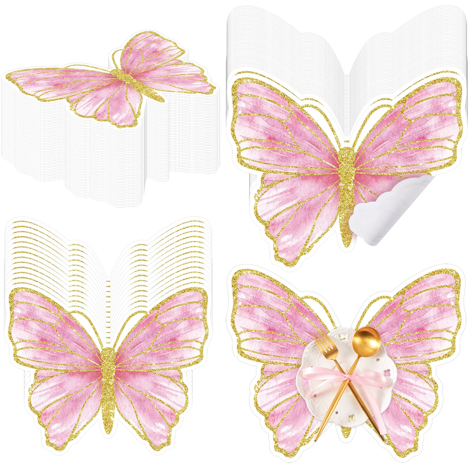 Butterfly Paper Placemats Disposable Colorful Butterfly Table Mats for Spring Summer Wedding Baby Shower Birthday and Holiday Party Kitchen Dining