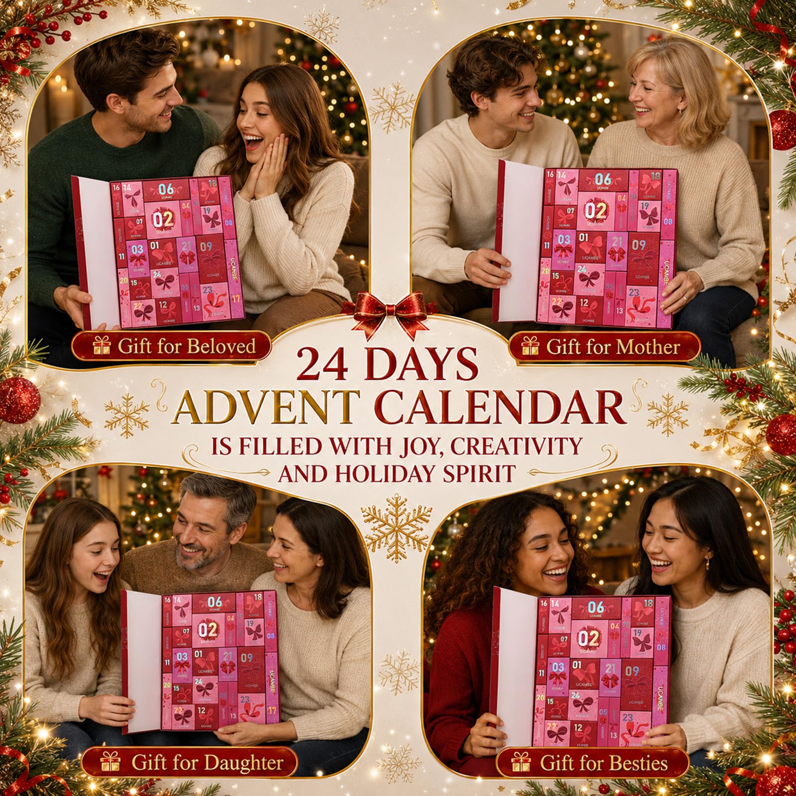 Calendario dell'Avvento del trucco 2026, set regalo di Natale da 24 pezzi, calendario del conto alla rovescia di Natale 2026, set regalo a sorpresa per donne, adolescenti e ragazze