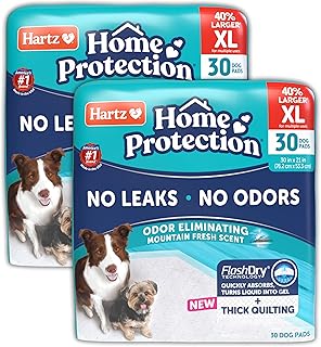 Hartz Home Protection Super Absorbent Odor Eliminating Mountain Fresh Scented No Leaks Dog Pads, XL 60 Count