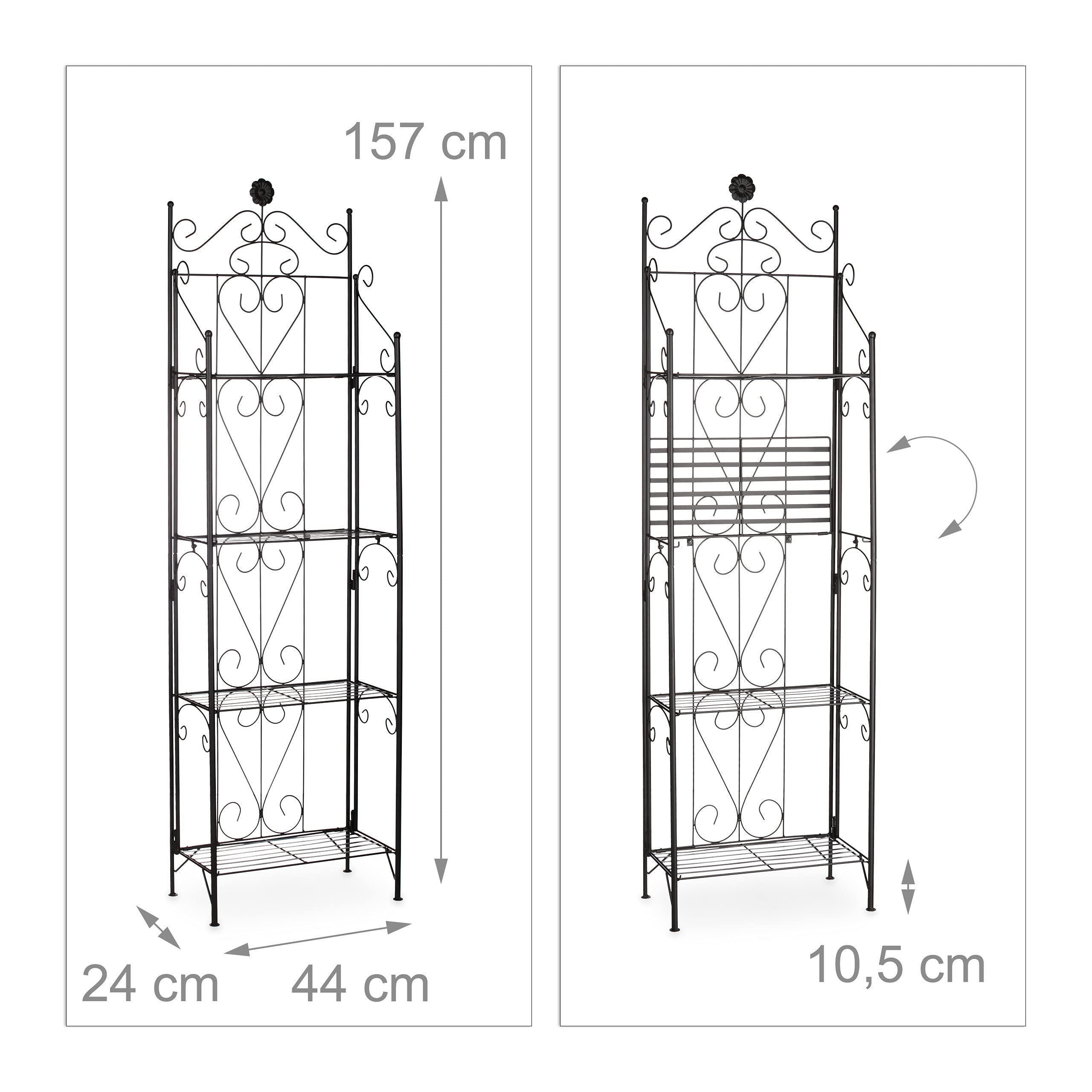 Relaxdays Etagère à fleurs en métal 4 niveaux meuble plantes pliable présentoir HxlxP 157 x 44 x 24 cm, noir