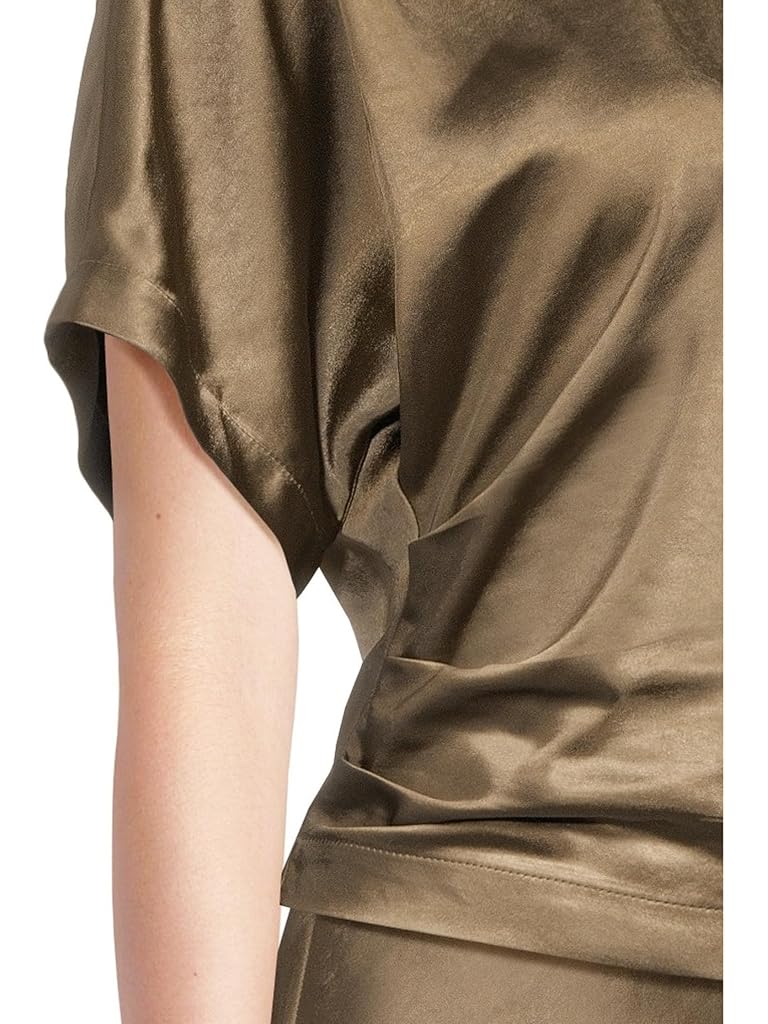 Brown Lilla P Satin Dolman Short Sleeve