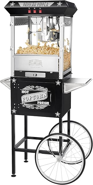 Great Northern Popcorn Black Paducah 8 Ounce Antique Popcorn Machine and Cart