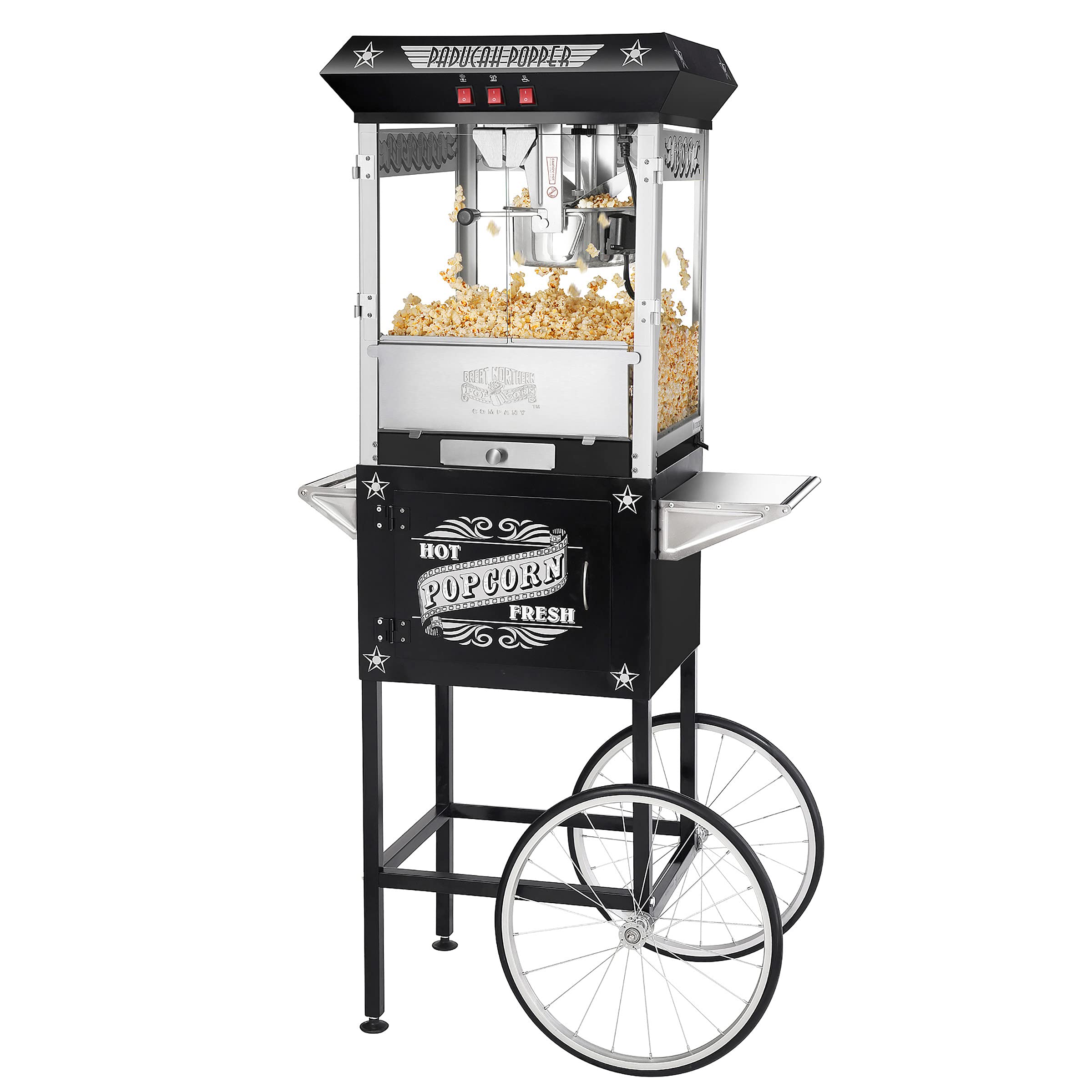 Paducah Popcorn Machine - 3-Gallon Antique Popper with Cart