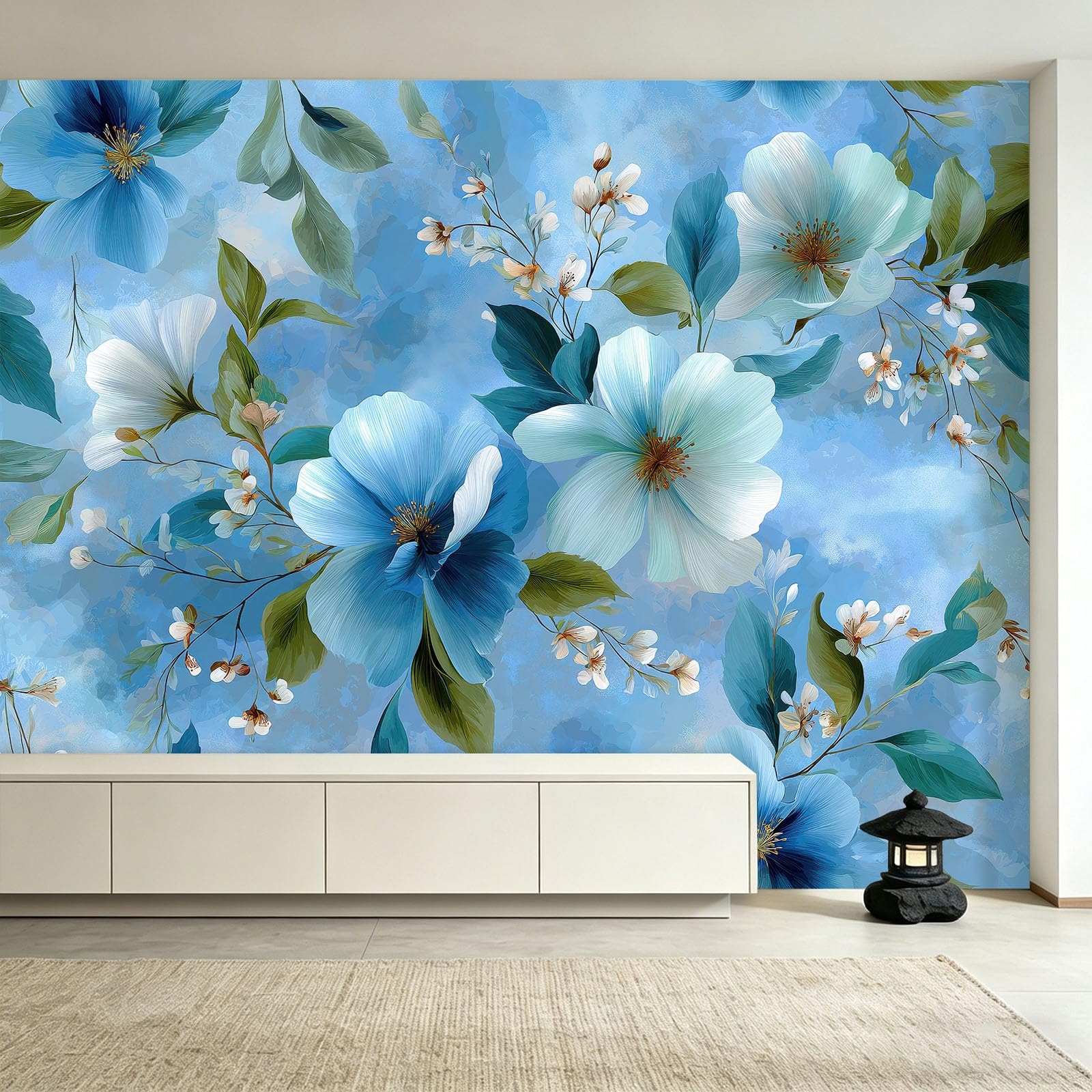 Kwiaty akwarelowe fototapety 200 x 140 cm (szer. x wys.) stokrotka liść mural dekoracja wnętrza tapeta, fototapeta do salonu sypialni kuchni łazienki i dzieci - rozmiar niestandardowy