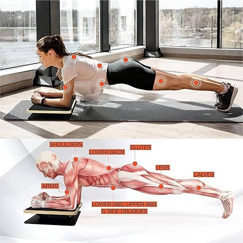 Miniatura 6 de Yes4All Tabla de equilibrio de madera profesional de 350 libras para entrenamiento de piernas, tabla basculante antideslizante, tabla oscilante para