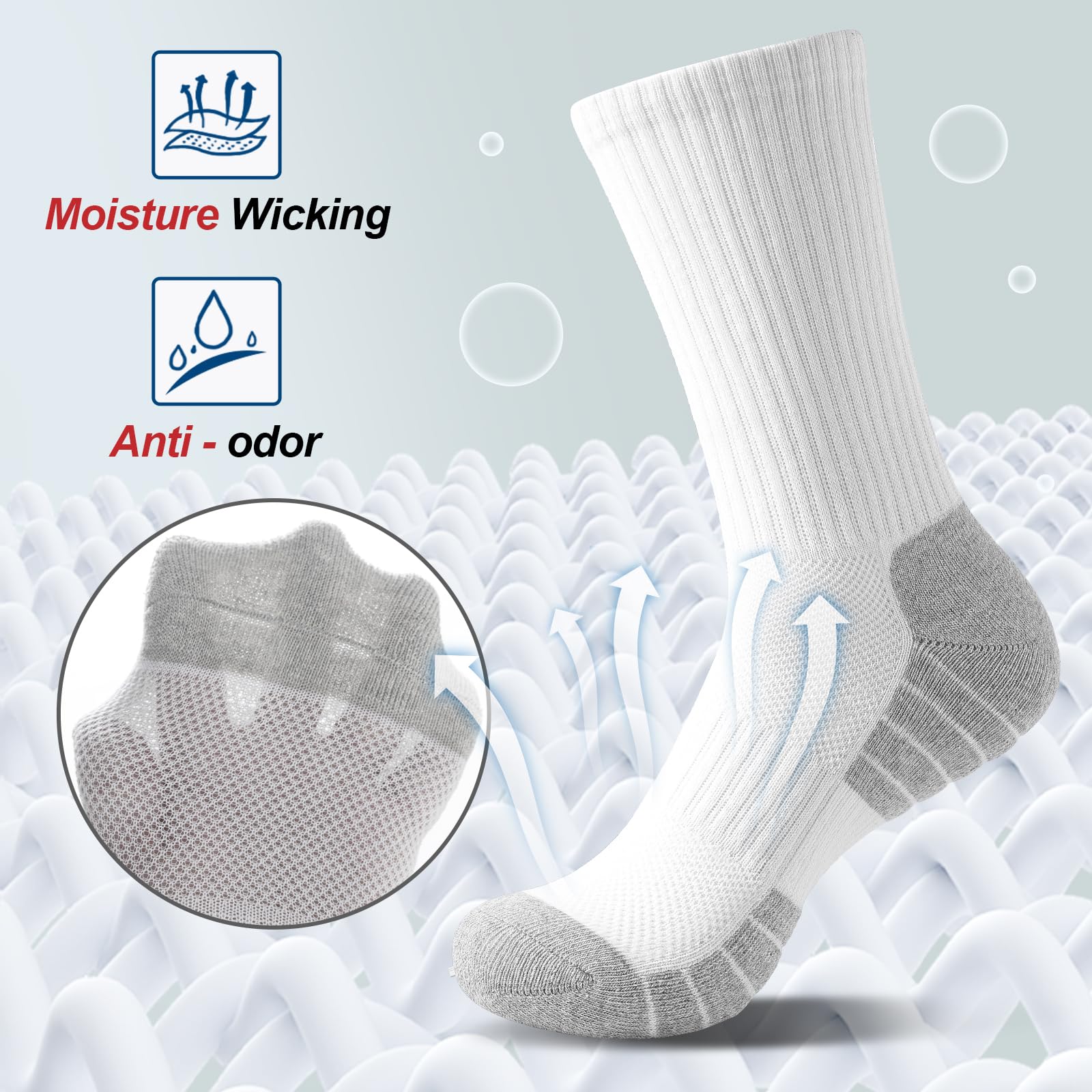 Niorasen Calzini Per Uomo E Donna, 6 Paia Di Calzini Sportivi In Cotone Traspirante, Calzini Da Trekking, Calzini Da Corsa Imbottiti Ad Alte Prestazioni